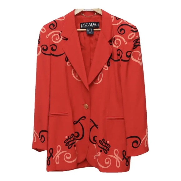 Vintage Escada Margaretha Ley Silk Blazer Red - Picture 3 of 8